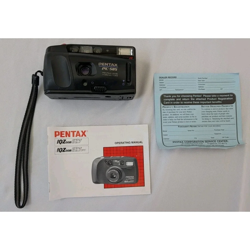 Pentax PC-505 35mm Point & Shoot Film Camera 35mm f/3.9 Lens Box Manual Working